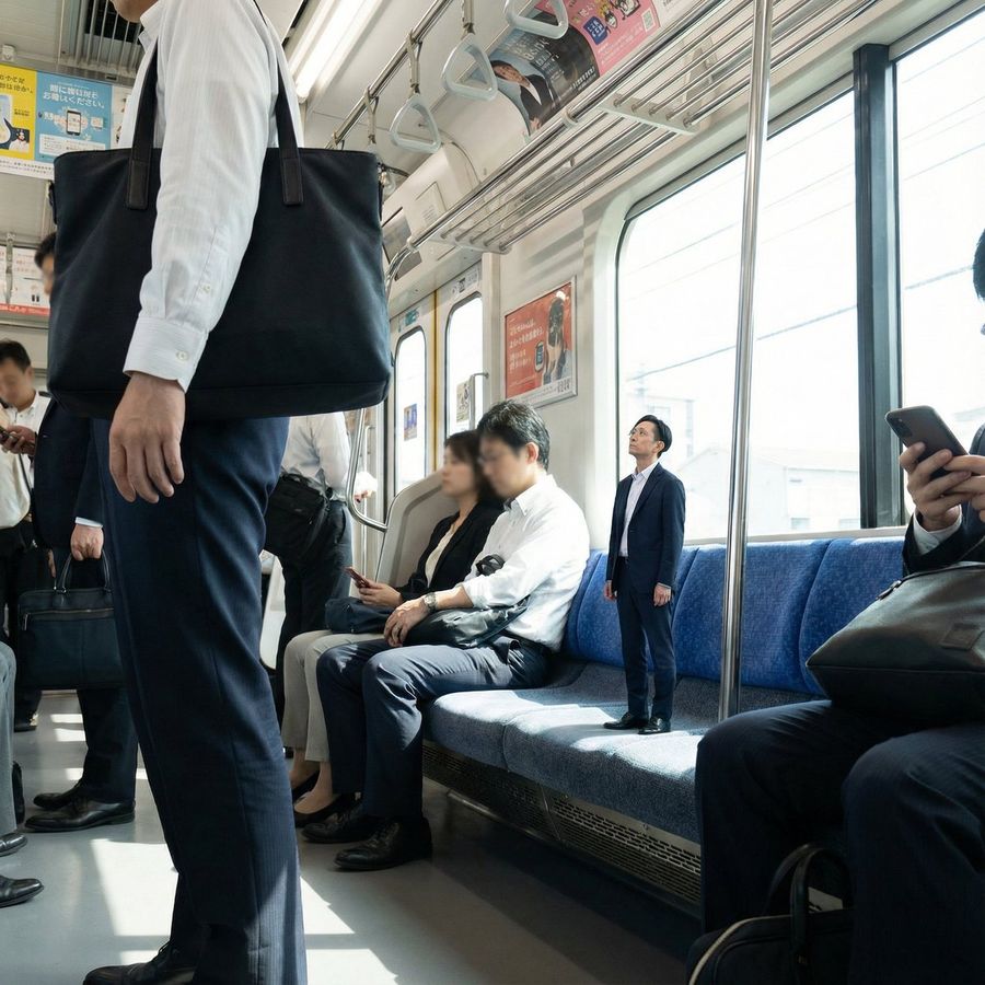 Only I Am Miniature, About 30Cm Tall, Inside a Train — Nano Banana Pro image prompt example