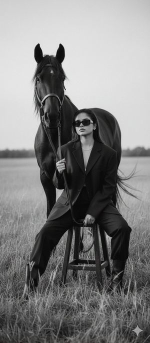 Cinematic Black‑and‑White Editorial Fashion Photograph Featuring — Nano Banana Pro image prompt example