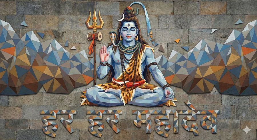Image of God Mahadev Shaped by Triangles with Same Style & Colors — Nano Banana Pro image prompt example