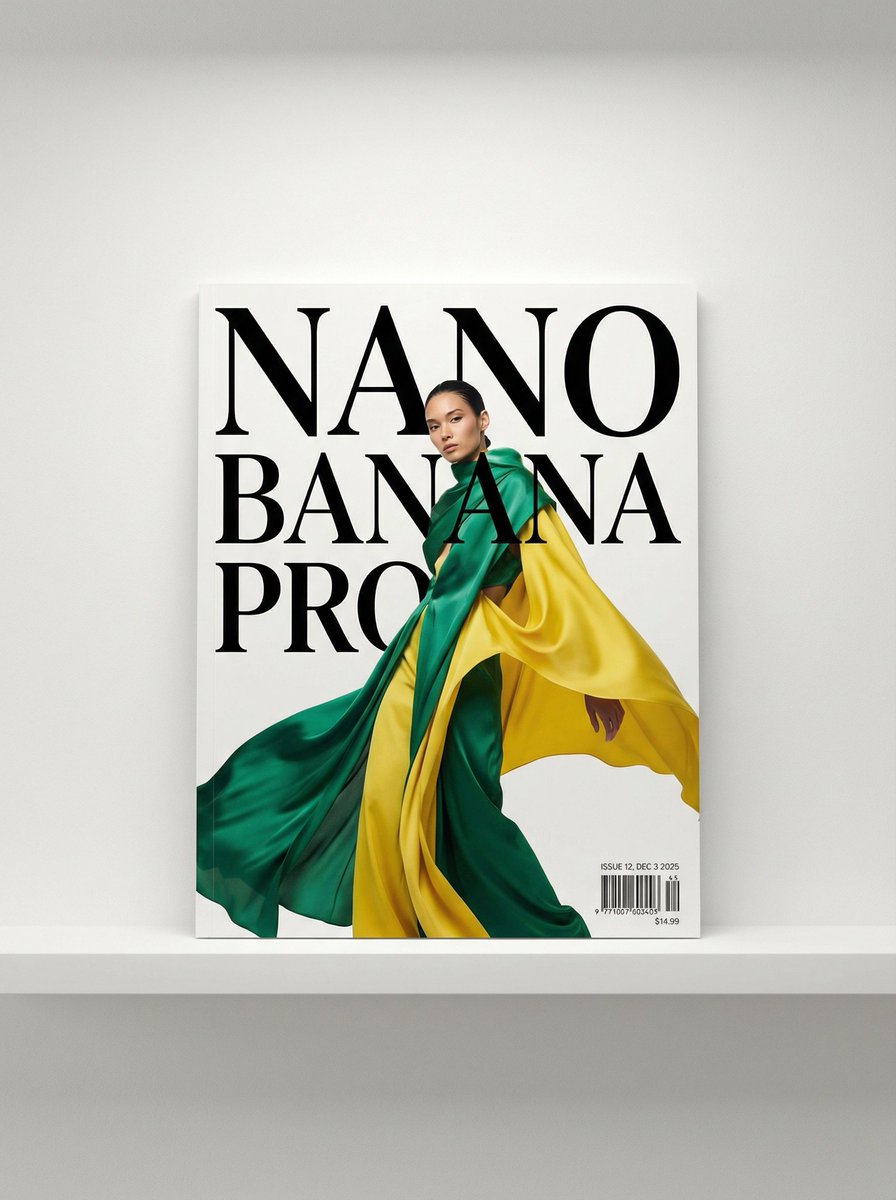 Photo of a Glossy Magazine Cover, the Cover Has the Large Bold Words — Nano Banana Pro image prompt example