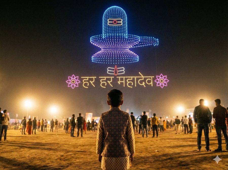 Shiv or Any God by Drones in Sky — Nano Banana Pro image prompt example