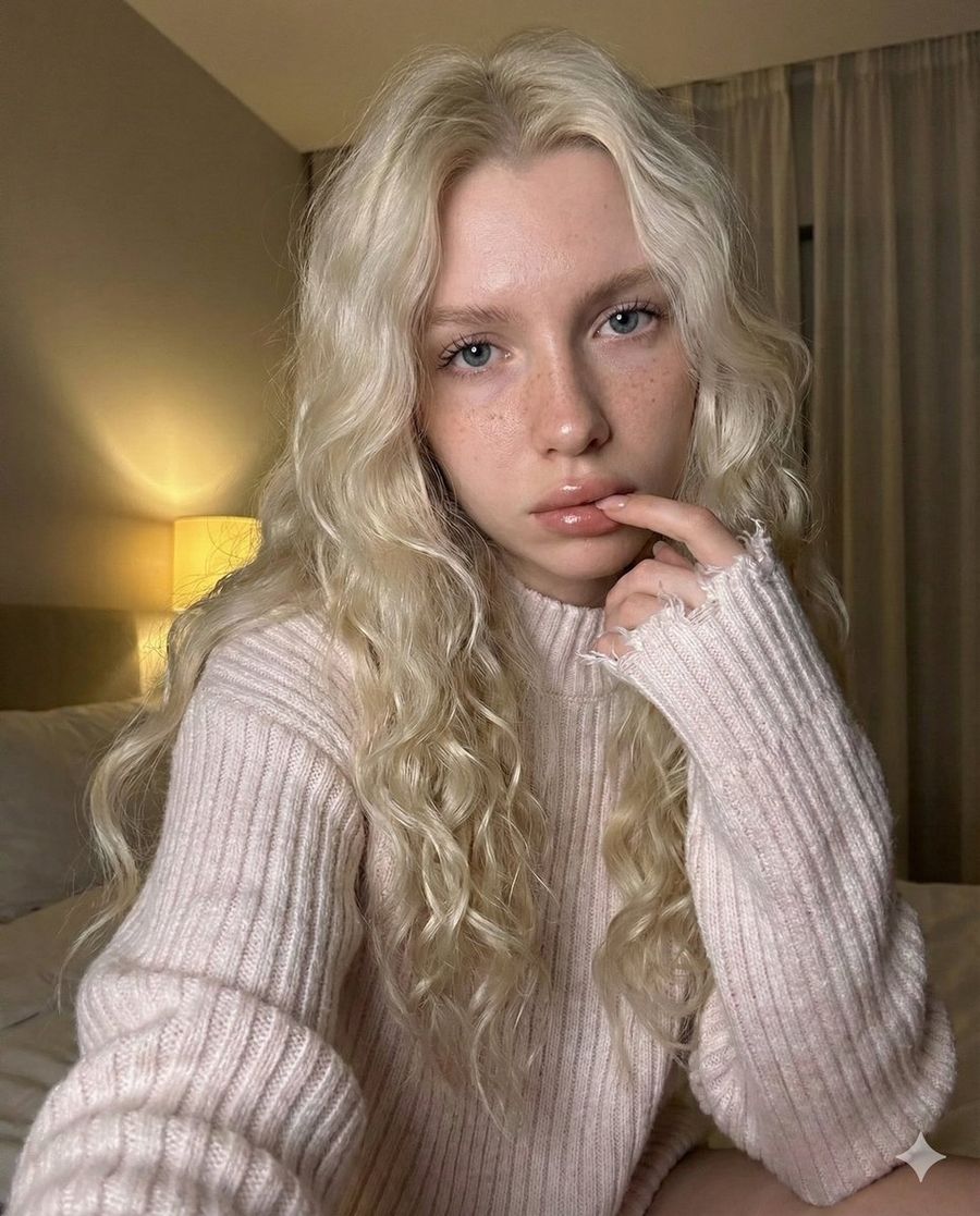 Photorealistic Intimate Cozy Bedroom Selfie, Soft Melancholic — Nano Banana Pro image prompt example
