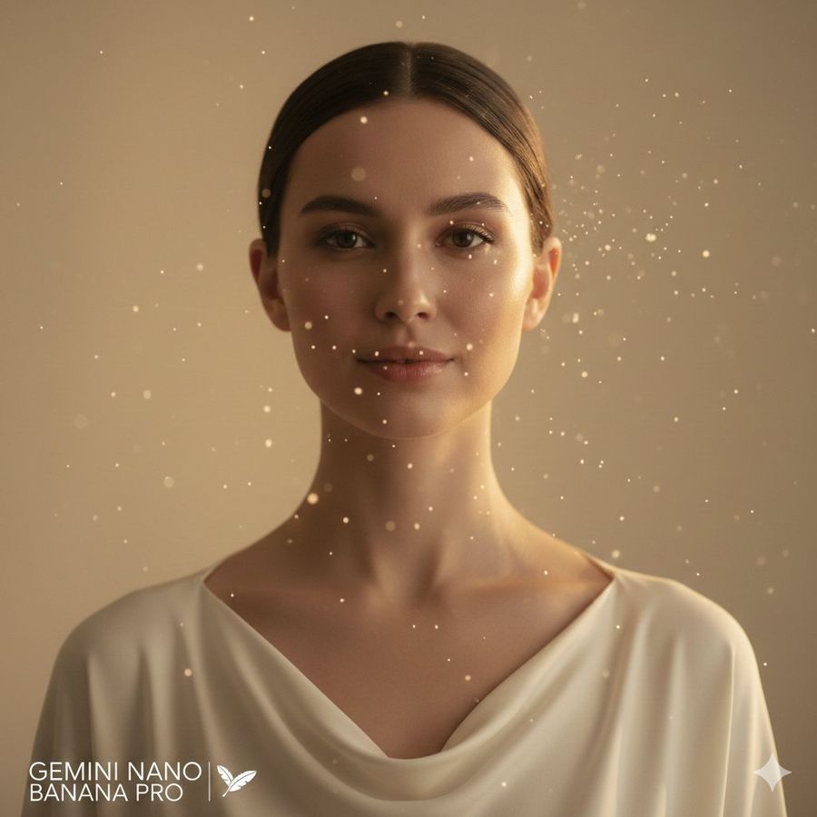 Calm Eyes, Simple Elegance 🤍✨ — Nano Banana Pro image prompt example