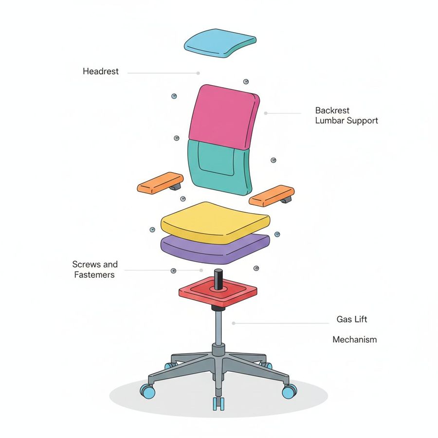 Chair Centered in Frame, All Components Separated Vertically — Nano Banana Pro image prompt example