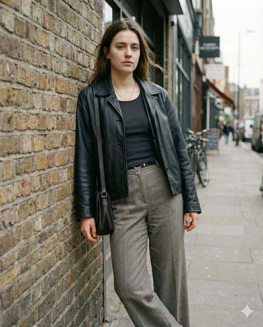 Urban Street Portrait on a Quiet City Sidewalk — Nano Banana Pro image prompt example