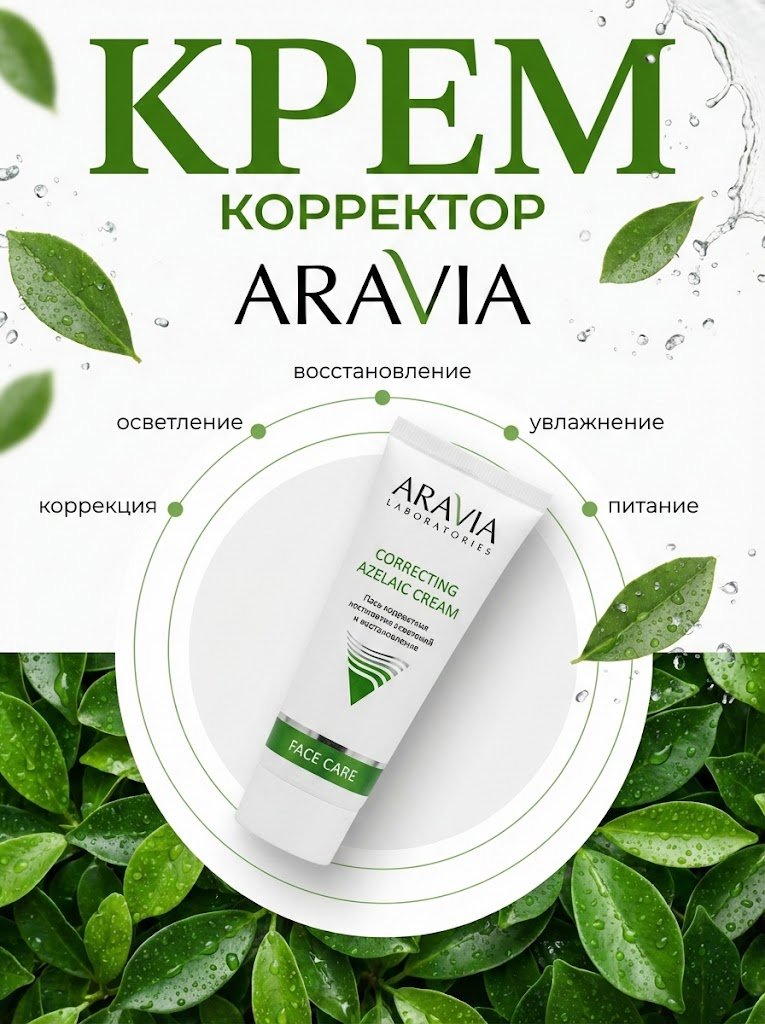 Commercial Product Photography, Aravia Correcting Azelaic Cream White — Nano Banana Pro image prompt example