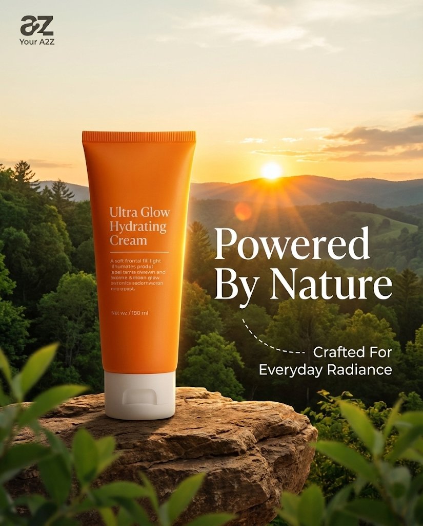 Cinematic Product Photography of a Vibrant Orange LOREMIA Cream Tube — Nano Banana Pro image prompt example