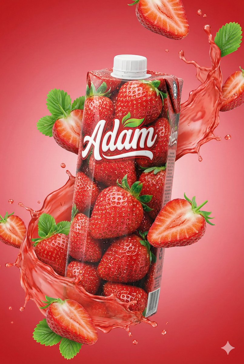 Commercial Product Photography of a Brand Fruit Juice Box — Nano Banana Pro image prompt example