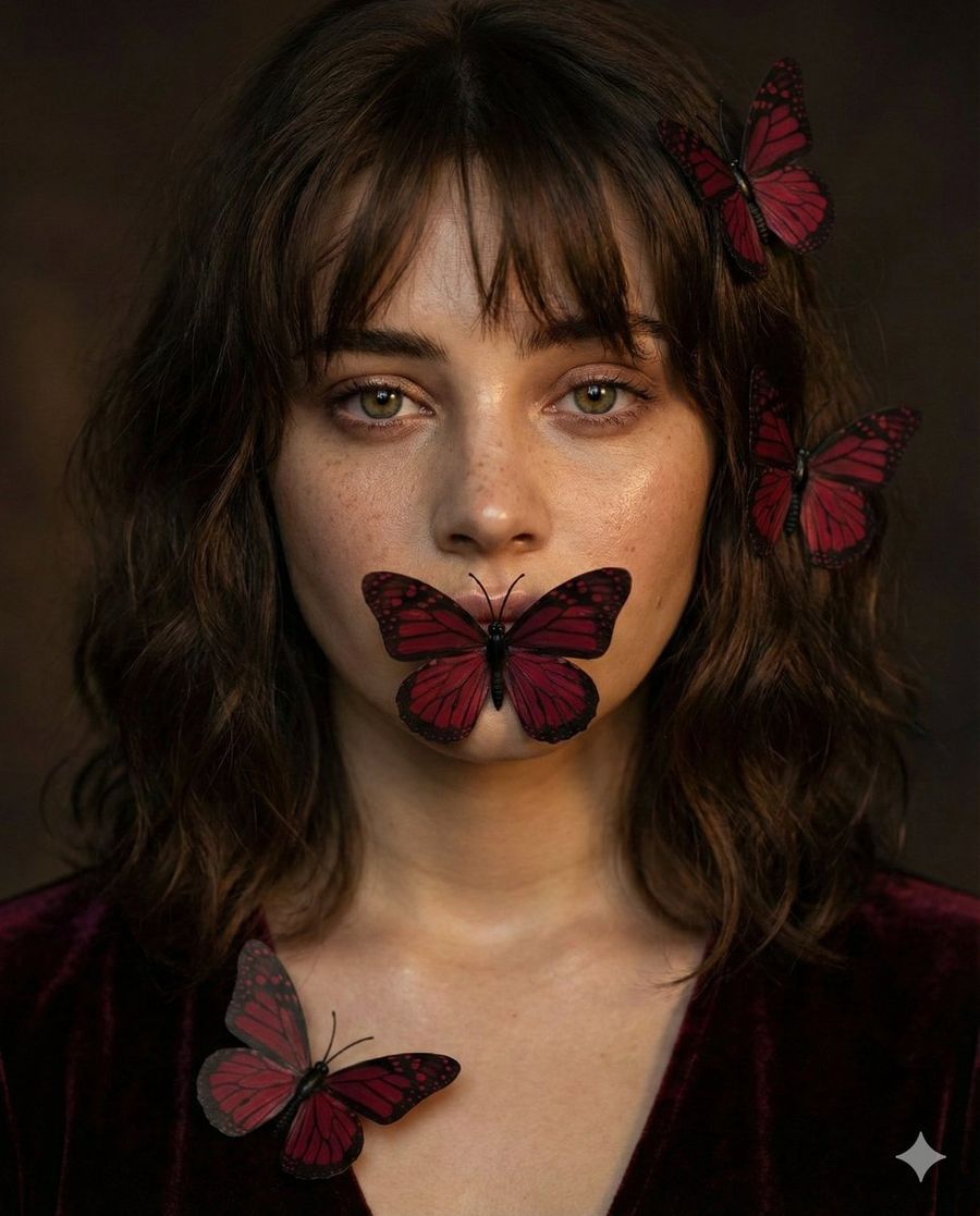 Medium Length, with Messy Bangs — Nano Banana Pro image prompt example