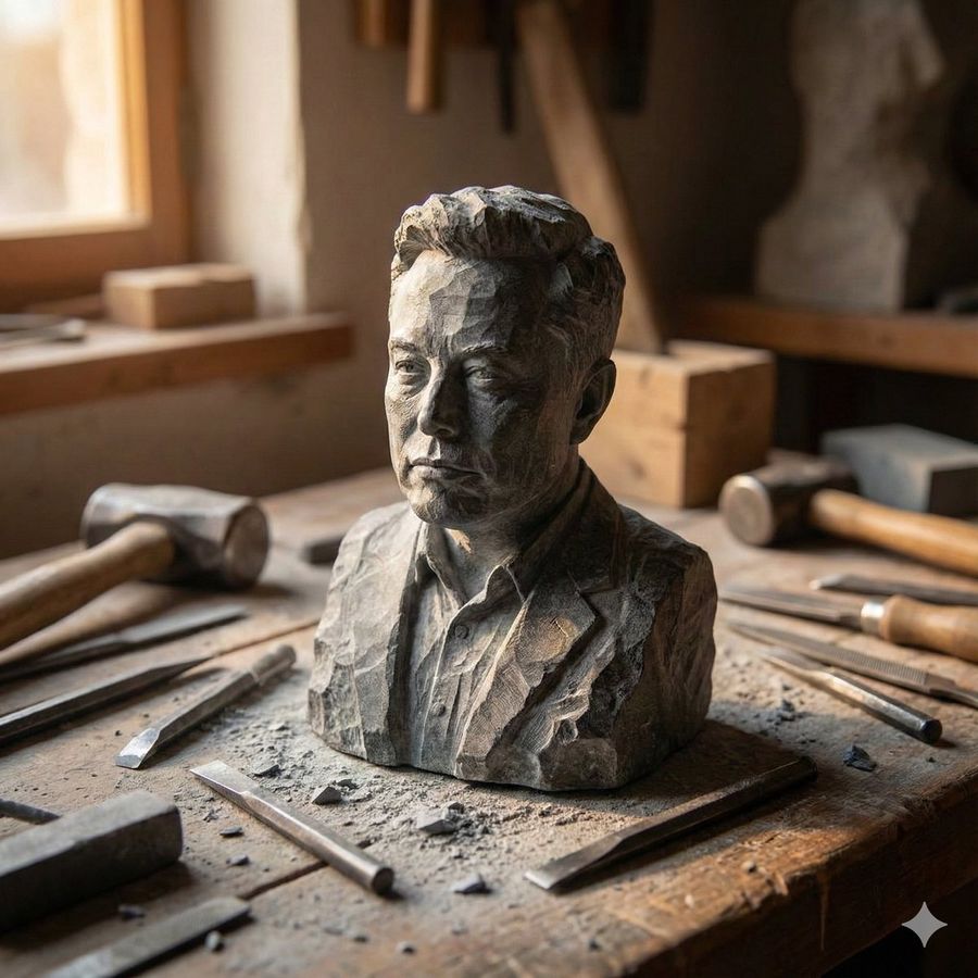 Tiny Stone-carved Statue of [NAME], with Chisel Marks and Uneven — Nano Banana Pro image prompt example