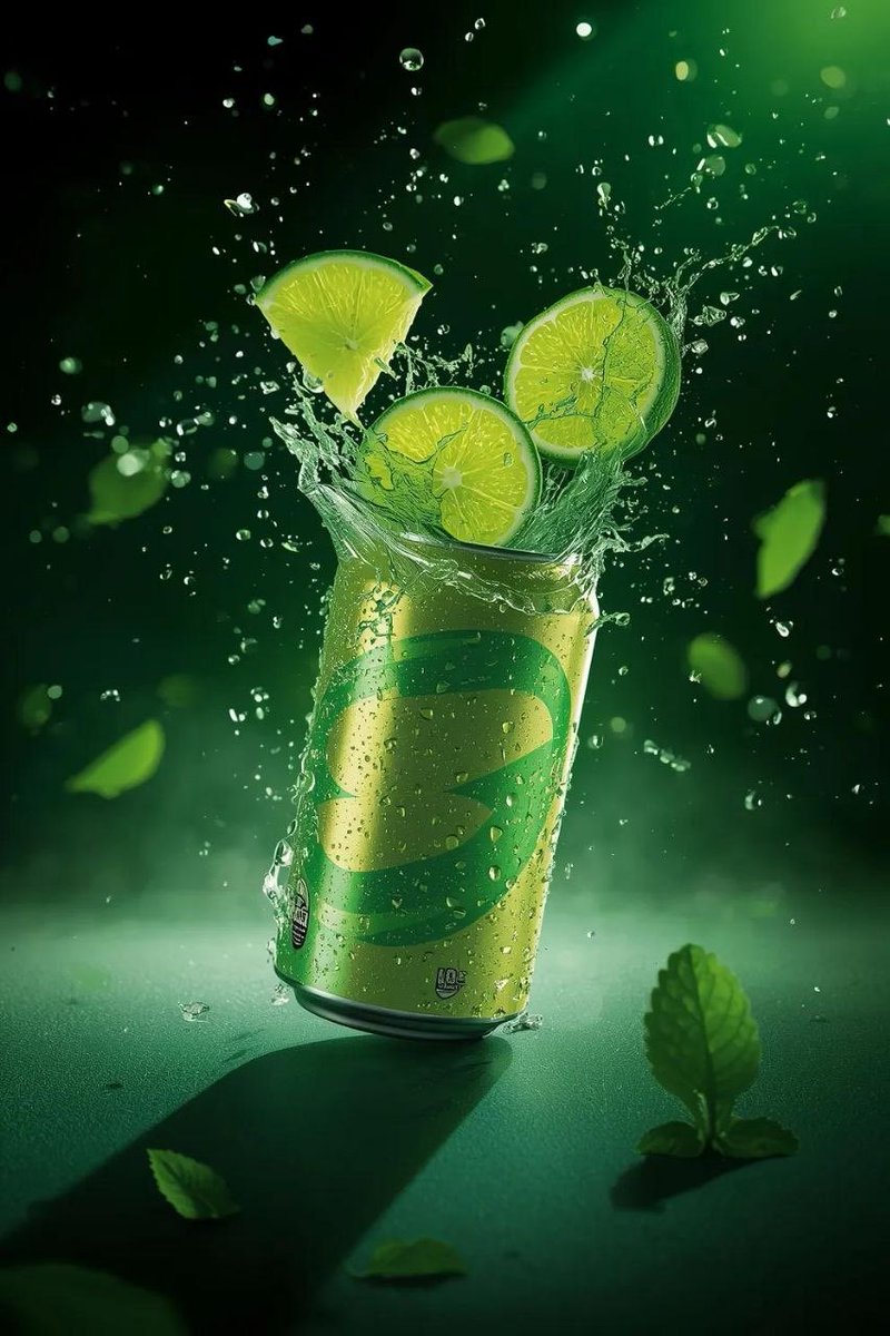 Hyper-realistic Commercial Product Shot of a Refreshing Lime Soda Can — Nano Banana Pro image prompt example