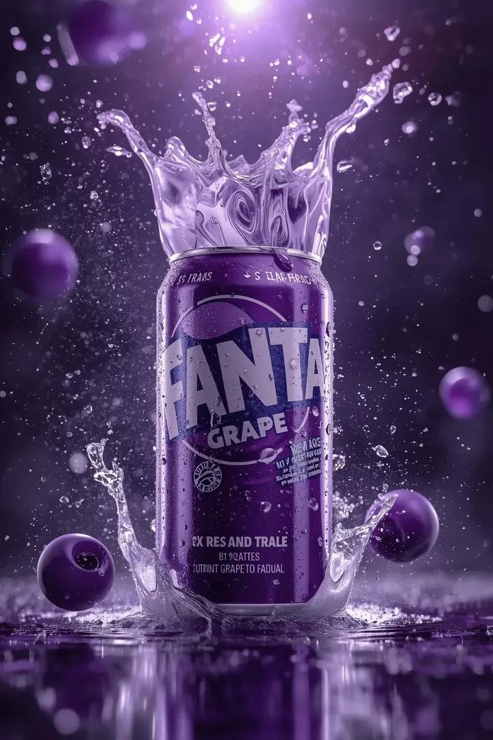 Luxury Beverage Commercial Featuring a Single Purple Soda Can — Nano Banana Pro image prompt example