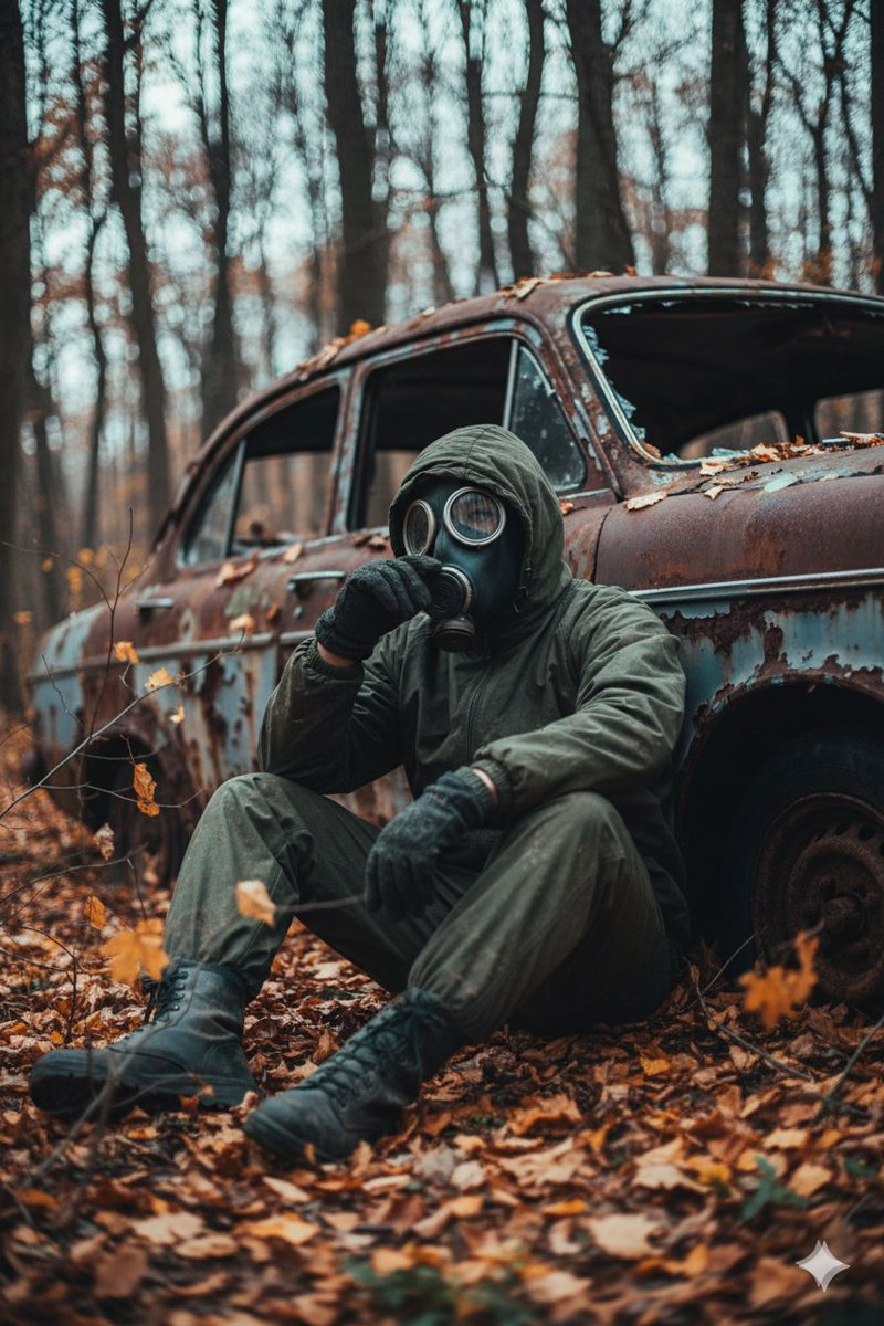 Cinematic, Ultra Realistic Post Apocalyptic Scene of a Lone Survivor — Nano Banana Pro image prompt example