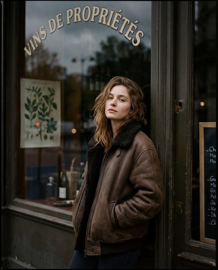 Ultra-realistic Moody Paris Street Editorial Portrait, Shot Outside — Nano Banana Pro image prompt example