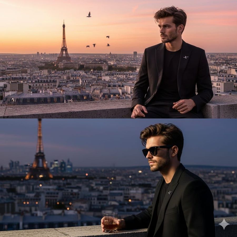 Cinematic, Ultra-realistic Fashion Portrait of a Stylish Man — Nano Banana Pro image prompt example