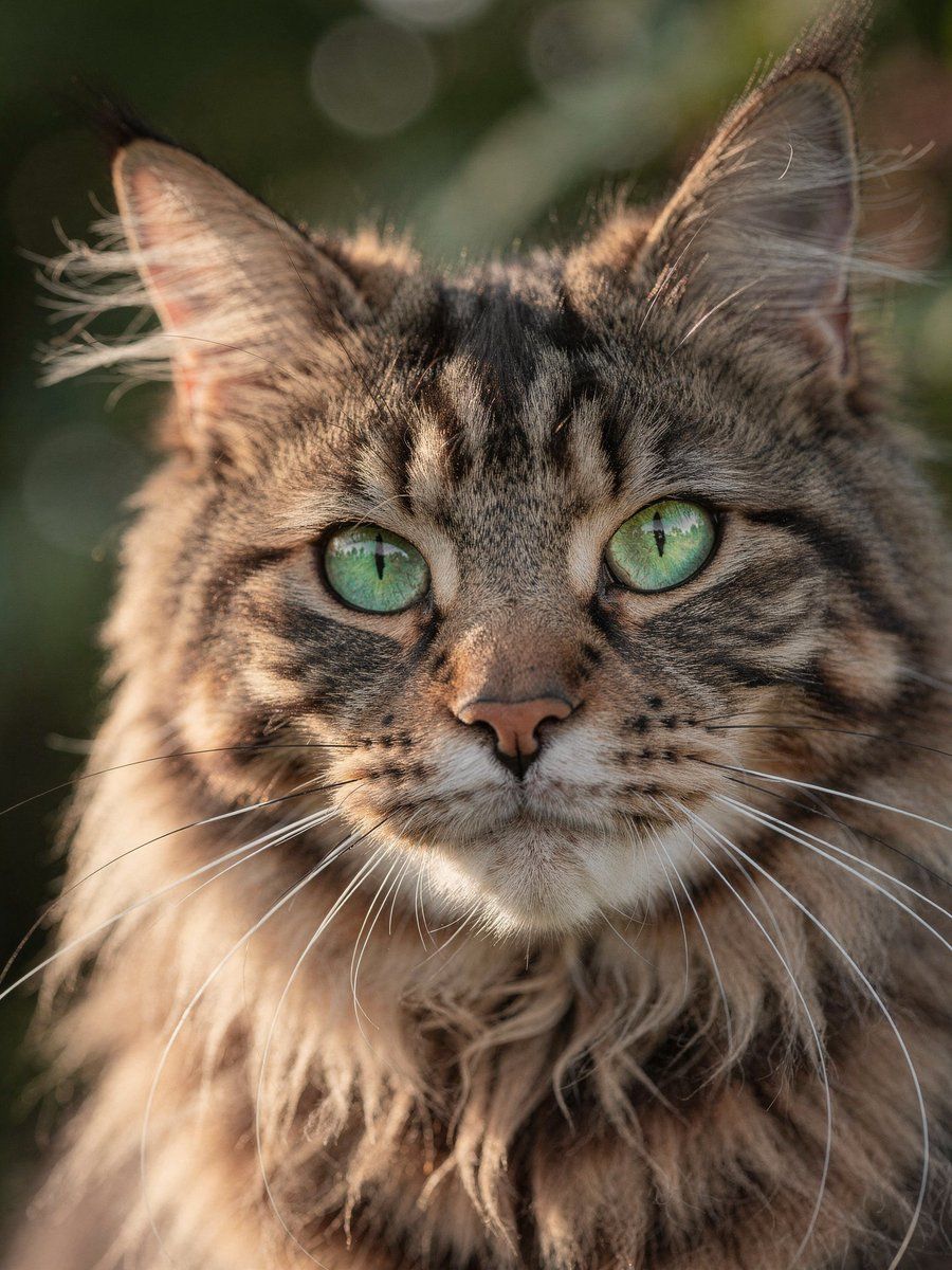 Hyper-realistic Close-up Portrait of a Fluffy Maine Coon Cat — Nano Banana Pro image prompt example