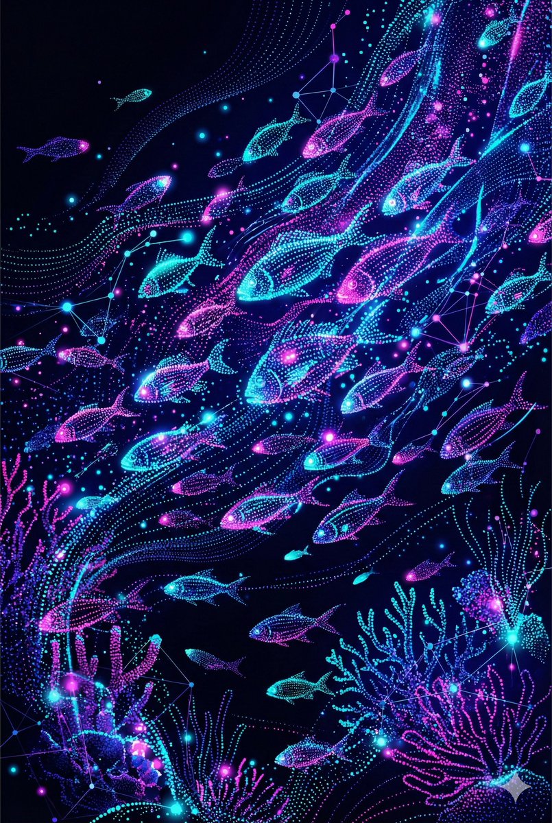 Vertical Illustration in a Luminous Neon Pointillism Style Featuring — Nano Banana Pro image prompt example