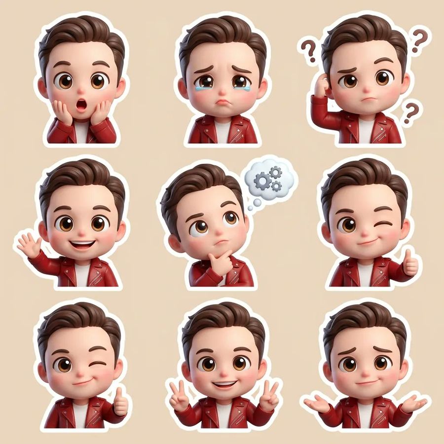 Cute 3D Chibi-style Cartoon Sticker Set, Featuring the Same Character — Nano Banana Pro image prompt example