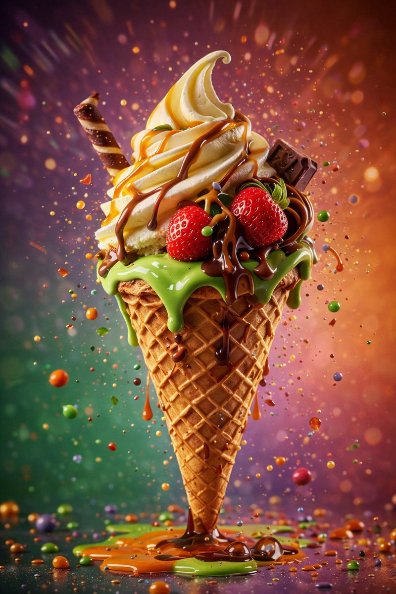 Single Ice Cream Cone Standing Upright — Nano Banana Pro image prompt example