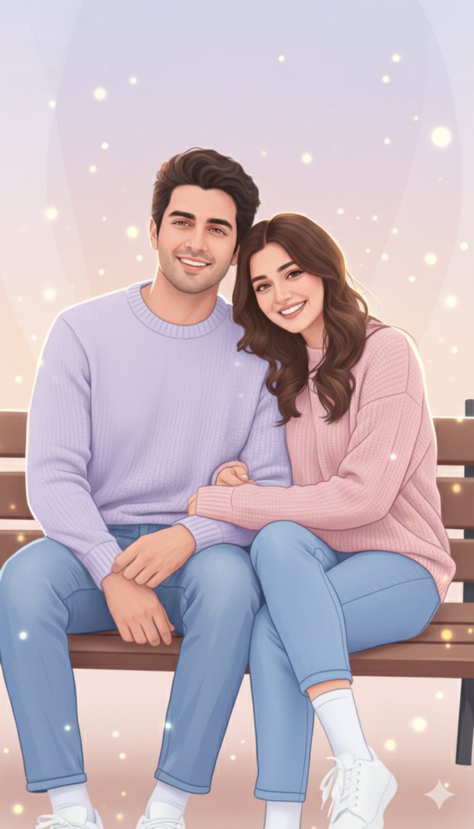 Same Persons, New Intimate Pose, Pastel Romantic Palette — Nano Banana Pro image prompt example