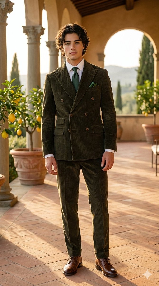 Young Man with Slightly Longer Dark Hair and Green Eyes; Full Body — Nano Banana Pro image prompt example