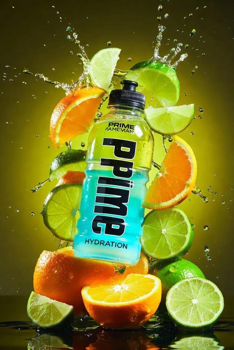 Bright Neon Oranges and Lime Slices Collide Mid-air, Releasing — Nano Banana Pro image prompt example