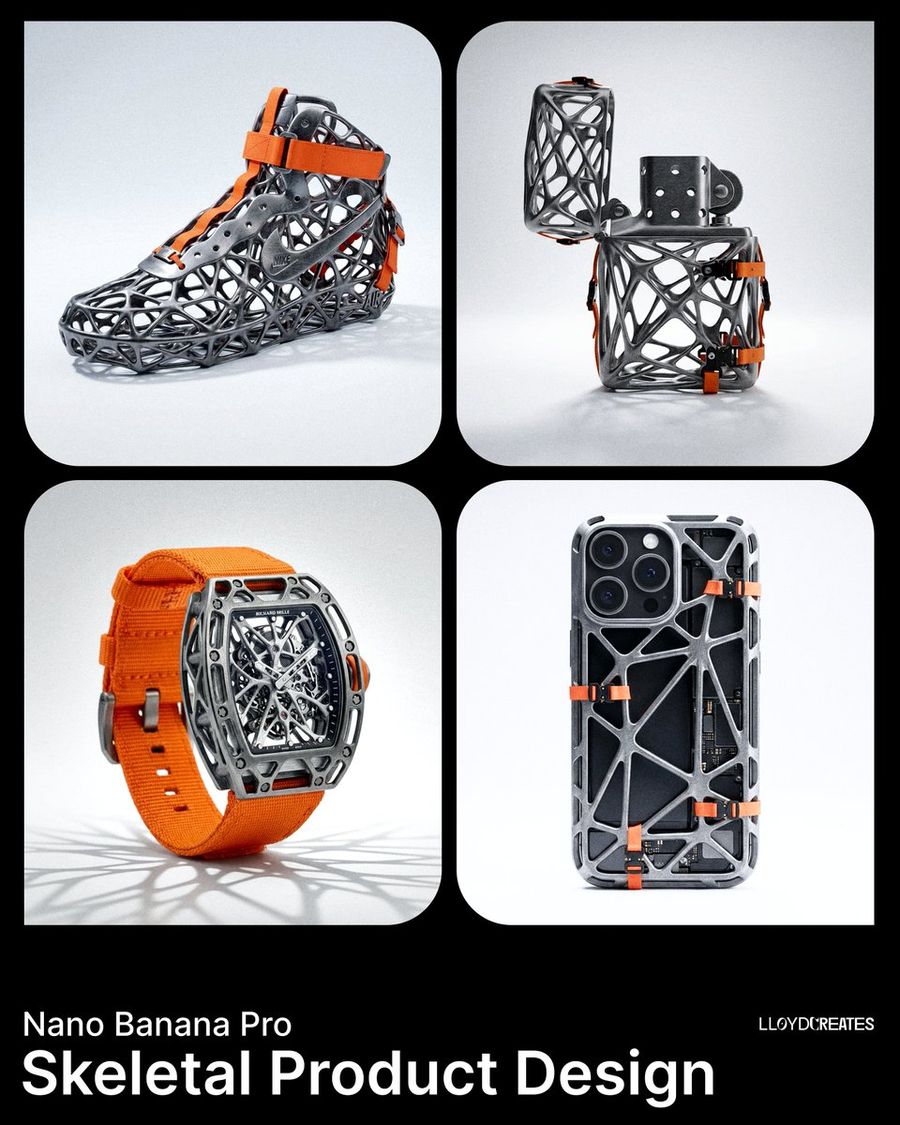 Skeletal Product Design — Nano Banana Pro image prompt example