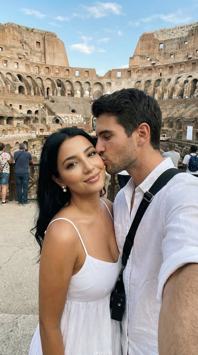 Photoreal Cinematic Travel Couple Editorial — Nano Banana Pro image prompt example