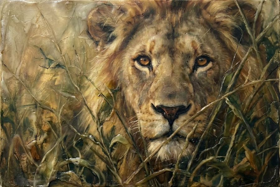 Heavily Detailed Oil Painting of a Lion, with Only Its Eyes and Nose — generated with Nano Banana Pro