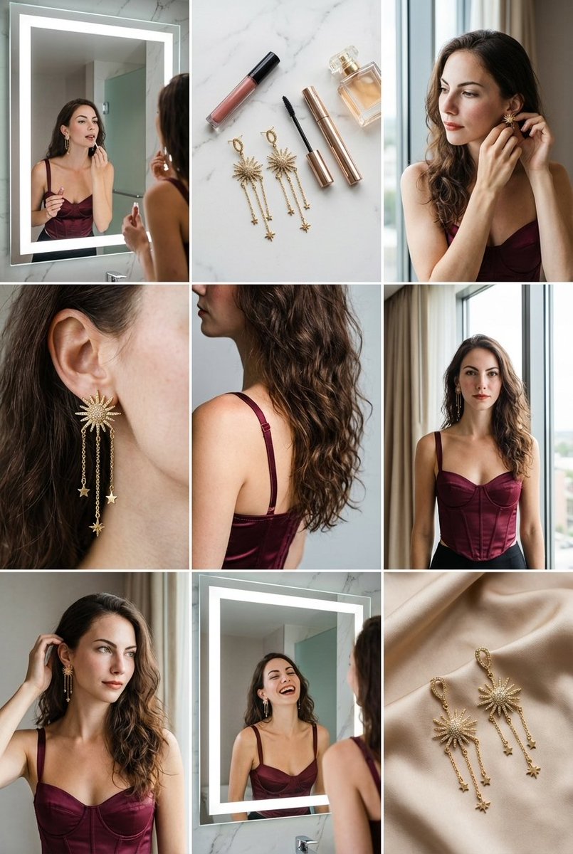 9 Panel Collage Of Fashion And Cosmetics — Nano Banana Pro image prompt example