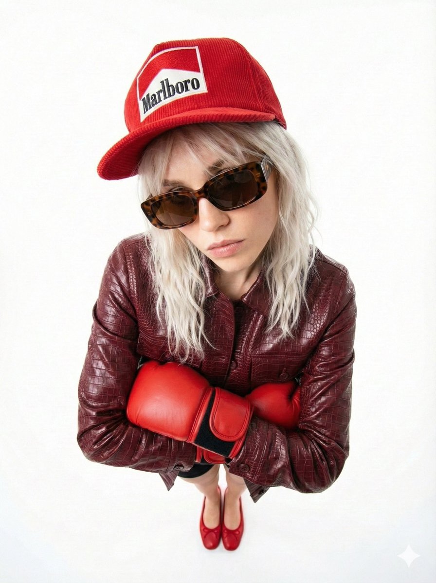 90s Fashion Editorial Boxing Pose — Nano Banana Pro image prompt example