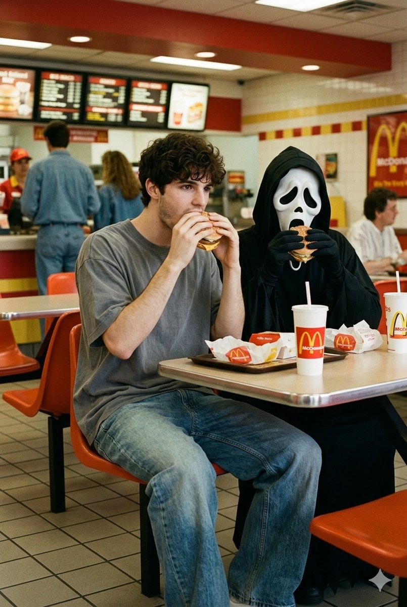 90s Horror Mcdonalds With Ghostface — Nano Banana Pro image prompt example