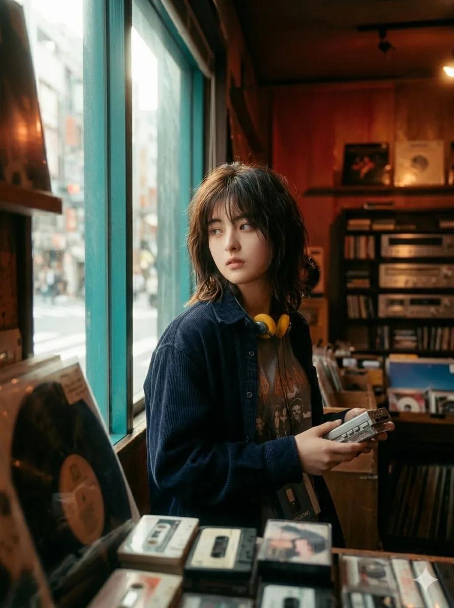 90s Japanese Indie Music Store Aesthetic — Nano Banana Pro image prompt example