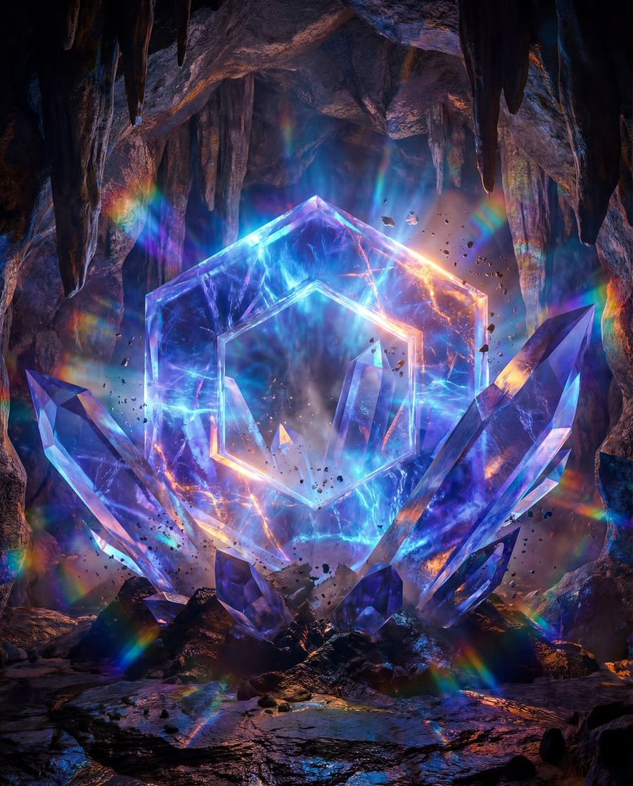 Photorealistic Natural Crystal Formation Emerging from the Ground — Nano Banana Pro image prompt example