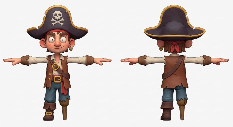Whimsical, Cartoonish 3D Pirate Character Designed for 3D Modeling — Nano Banana Pro image prompt example