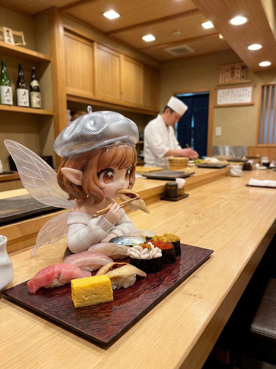 Fairy Is Eating This Sushi with Chopsticks — Nano Banana Pro image prompt example