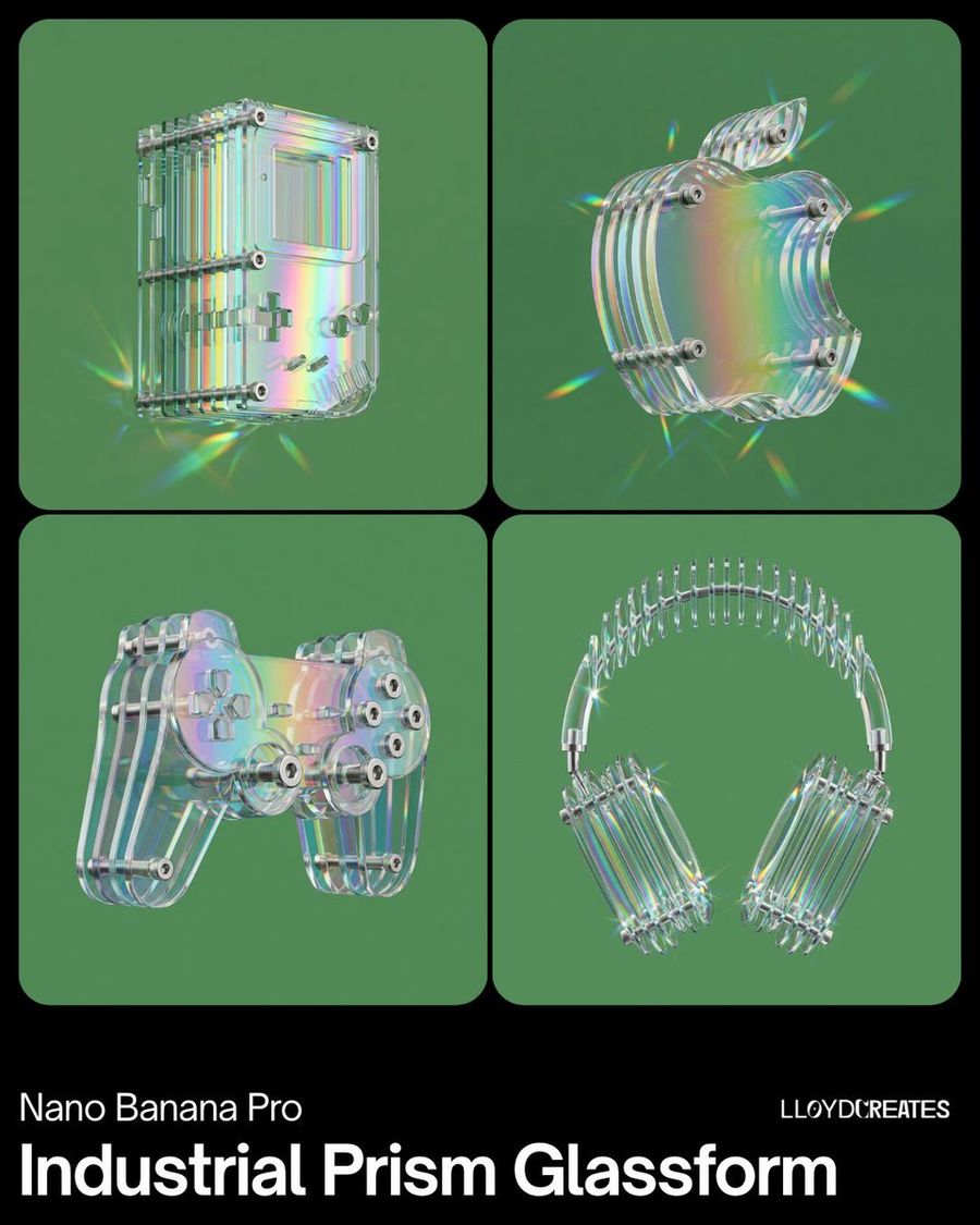 Prismatic Industrial Minimalism — Nano Banana Pro image prompt example