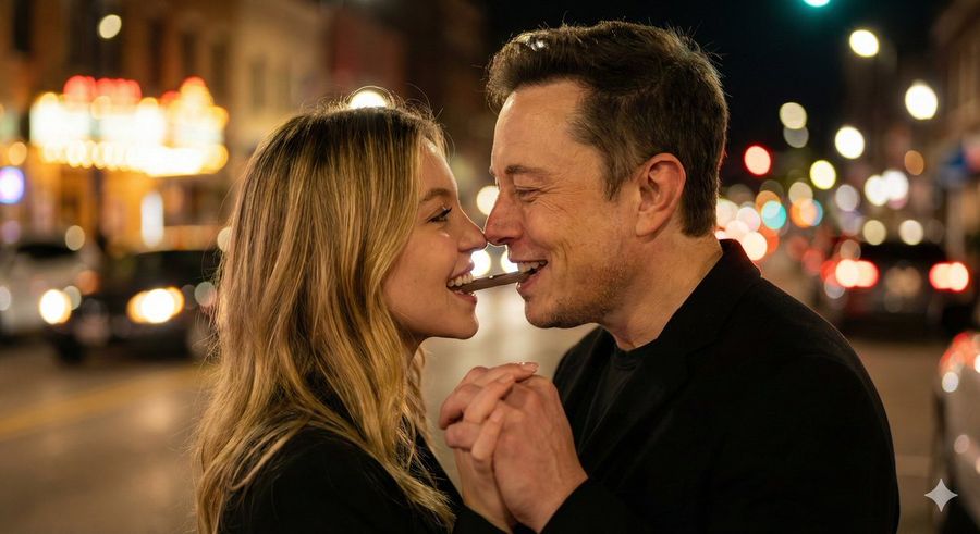 Ultra-realistic Close-up Side Profile of a Smiling Couple Biting — Nano Banana Pro image prompt example