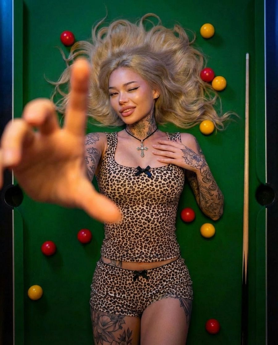 Young Woman with Long Blonde Hair Lies on Her Back, Looking Toward — generated with Nano Banana Pro