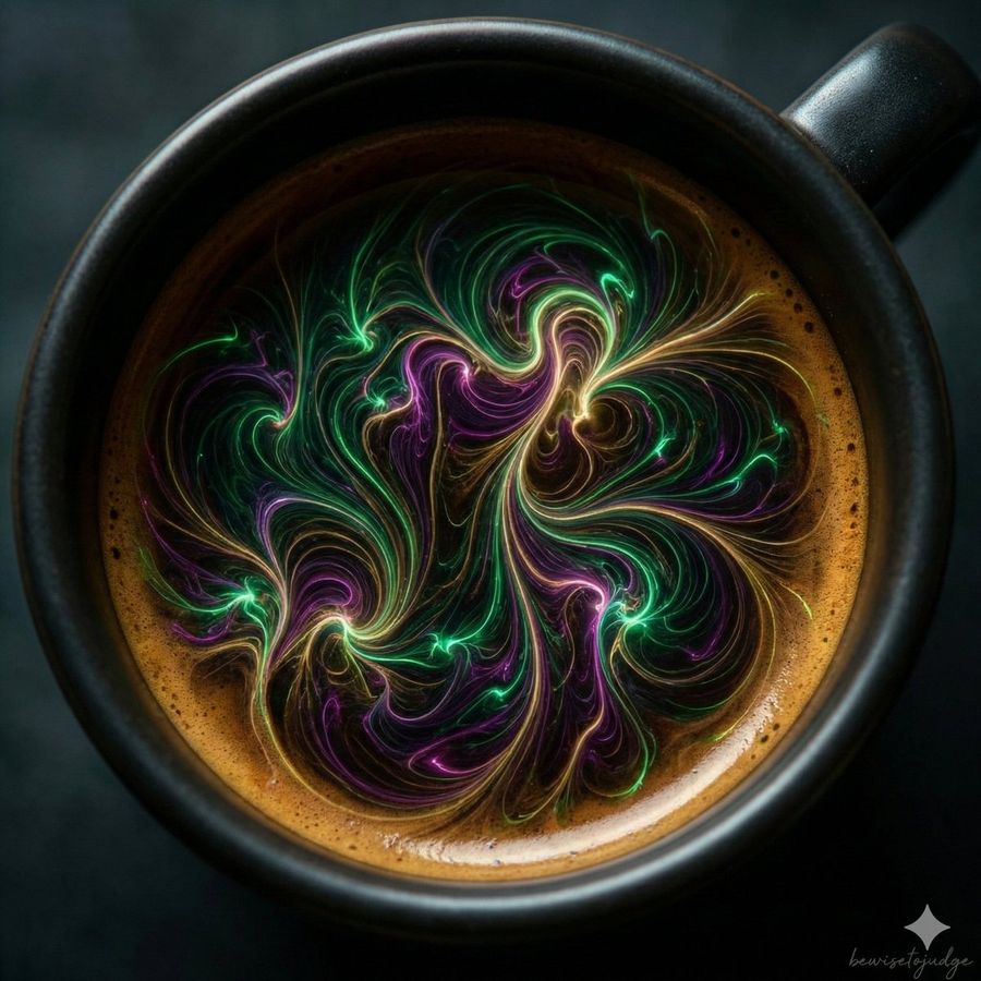 Abstract Microscopic View Of Living Coffee Crema — Nano Banana Pro image prompt example