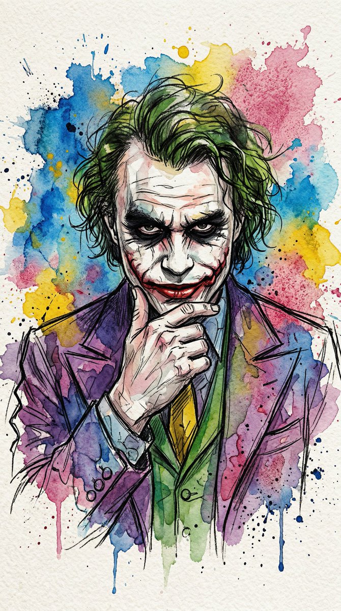 Abstract Watercolor Joker Artwork — Nano Banana Pro image prompt example