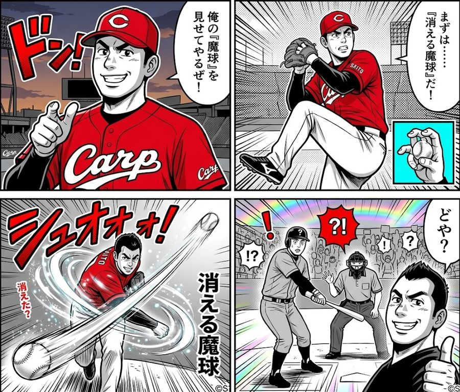 Ai Generated 4 Panel Manga The Vanishing Magic Ball — Nano Banana Pro image prompt example