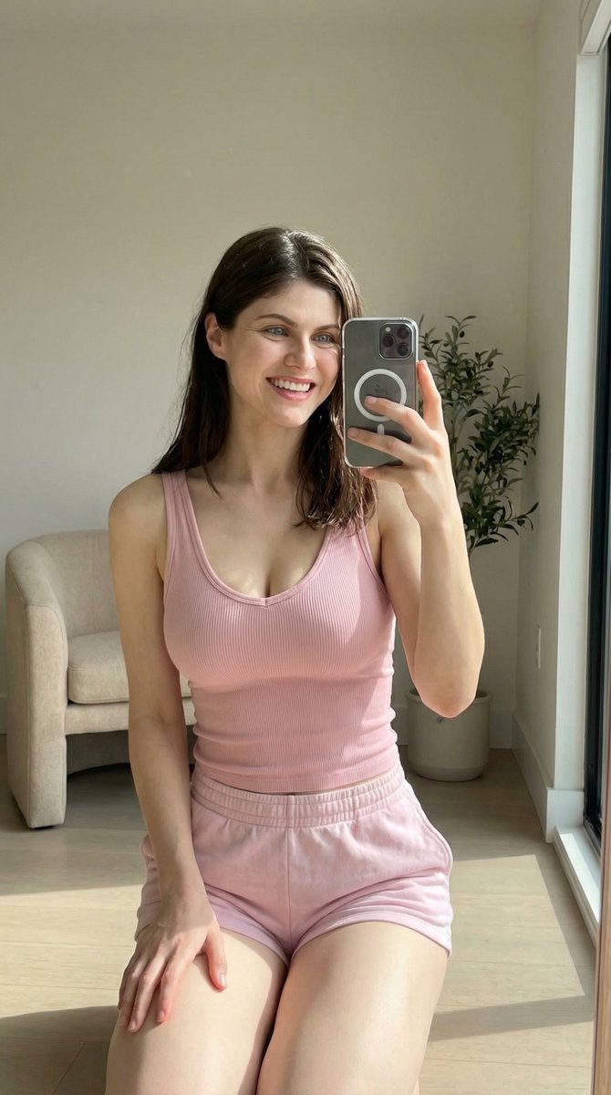 Alexandra Daddario Mirror Selfie Prompt — generated with Nano Banana Pro