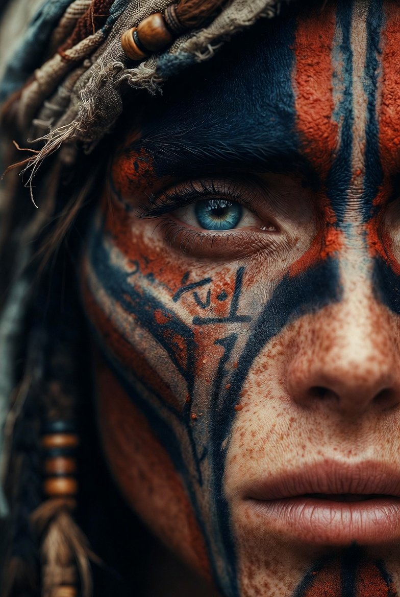 Ancestral Tribal Gaze Portrait Prompt Facial Lock — Nano Banana Pro image prompt example