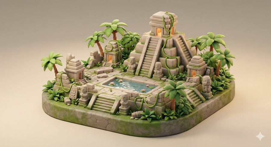 Ancient Jungle Temple Diorama Collectible Prompt — Nano Banana Pro image prompt example