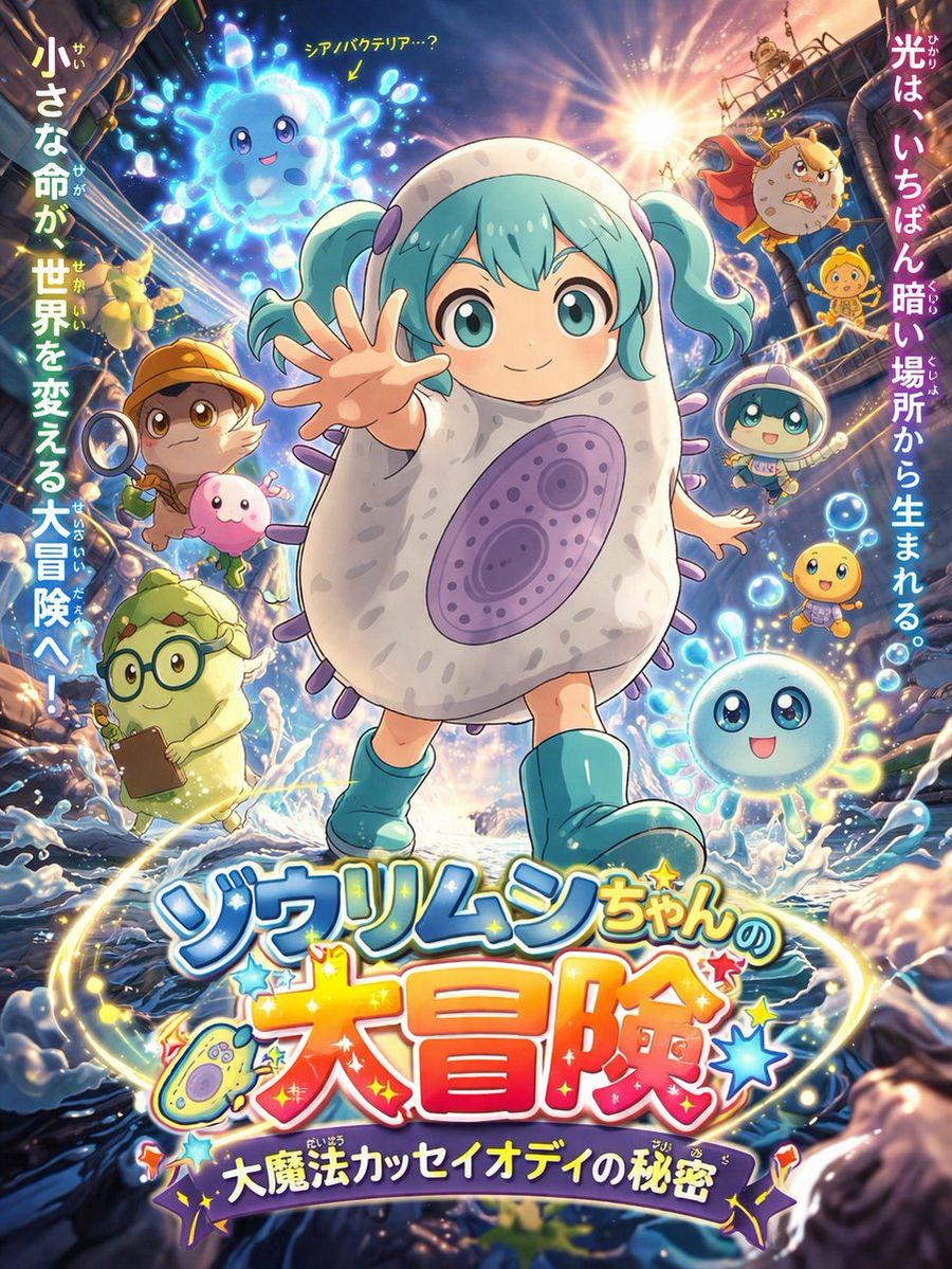 Anime Movie Poster For A Paramecium Character — Nano Banana Pro image prompt example