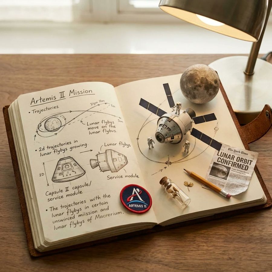 Artemis Ii Mission Journal Diorama — Nano Banana Pro image prompt example