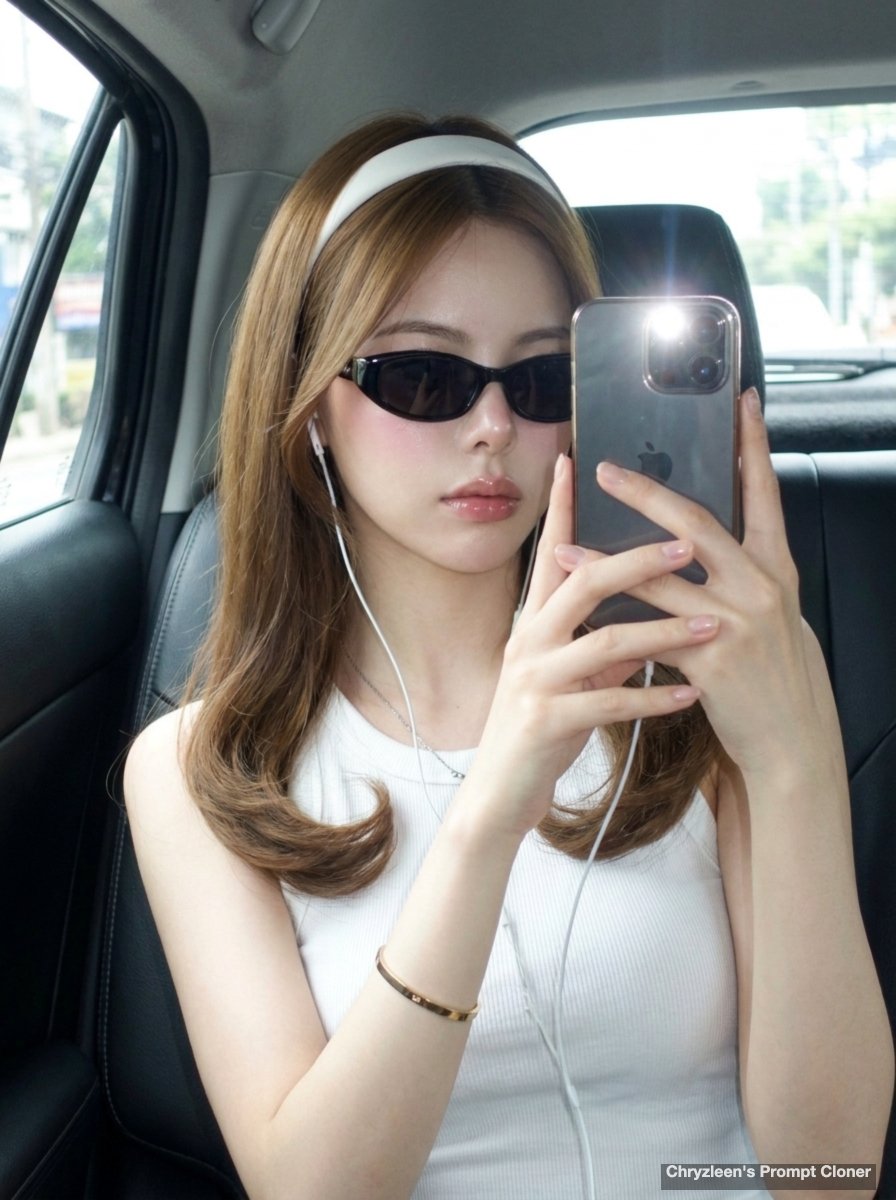 Backseat Mirror Selfie — Nano Banana Pro image prompt example