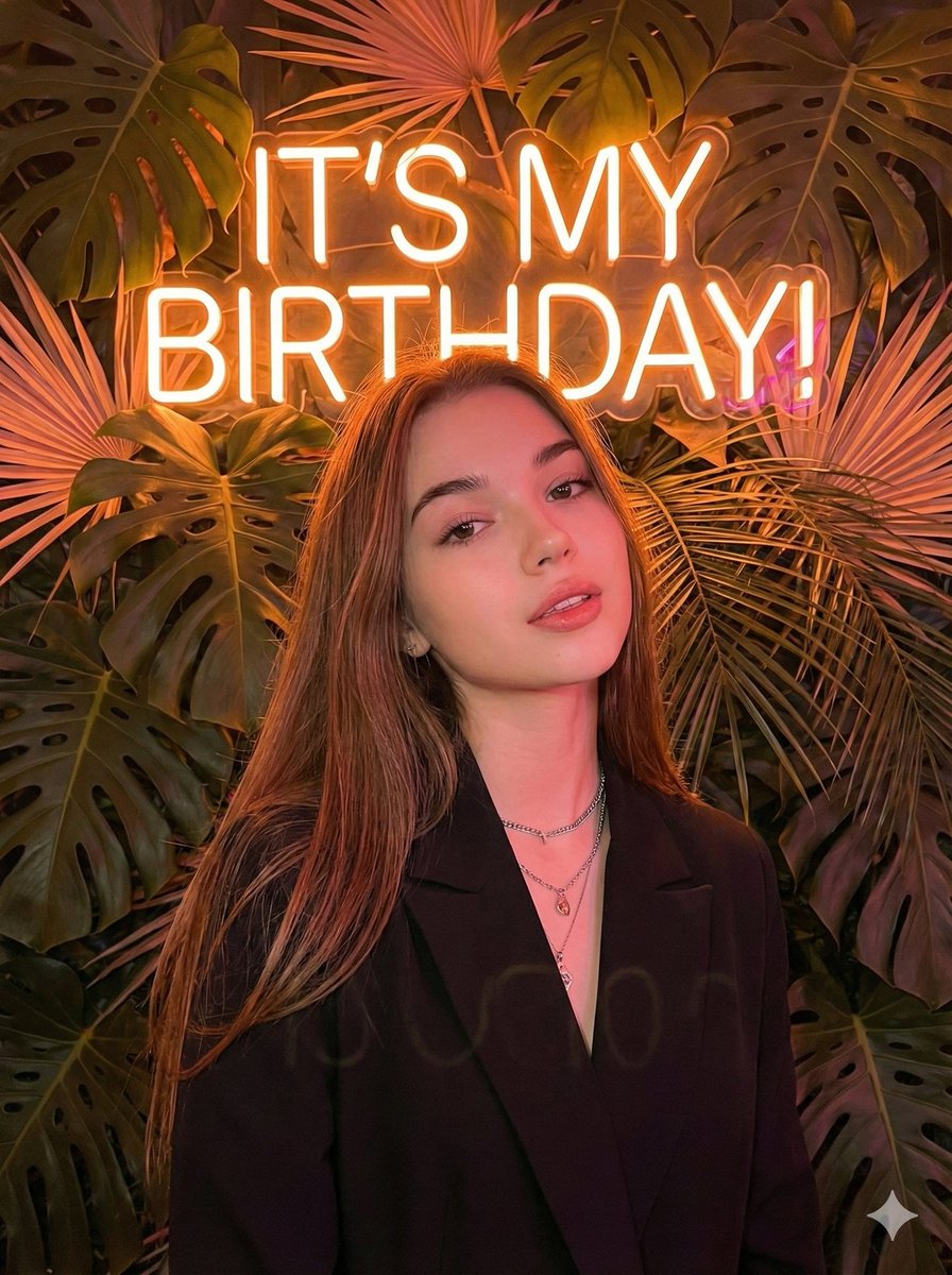 Birthday Celebration Neon Poster Collage Prompt — Nano Banana Pro image prompt example