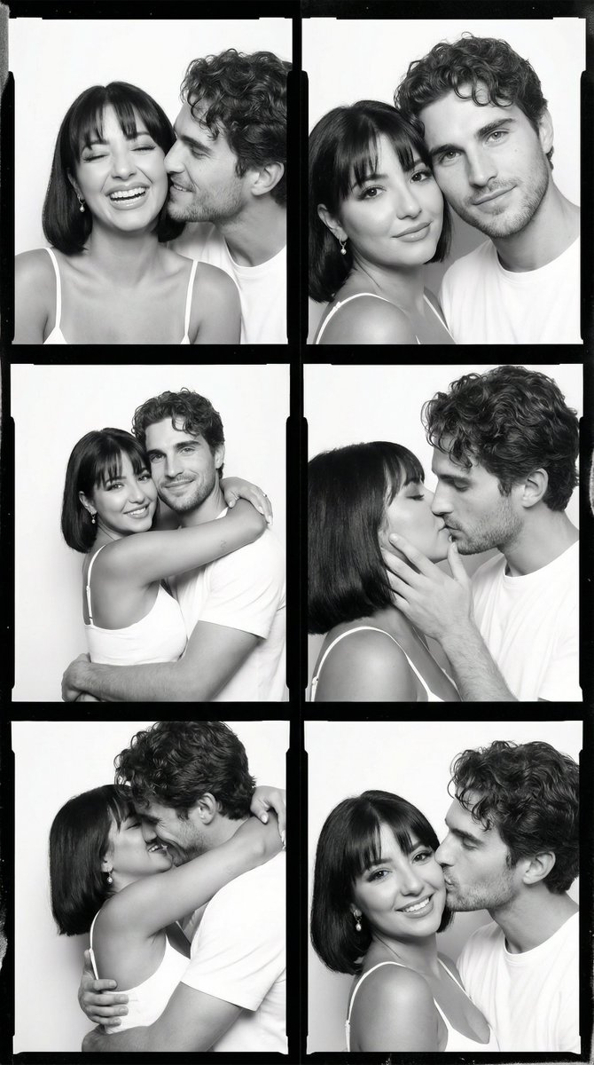 Black And White Film Contact Sheet Of Intimate Couple — Nano Banana Pro image prompt example